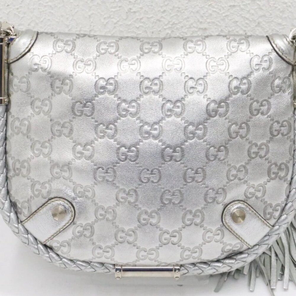 Gucci Small Signature Britt Tassel Shoulder Bag - Silver - Picture 5 of 15